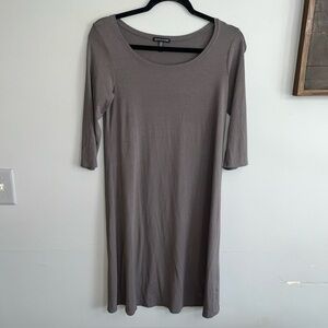 Eileen Fisher Taupe 3/4 Sleeve Dress Sz XS
